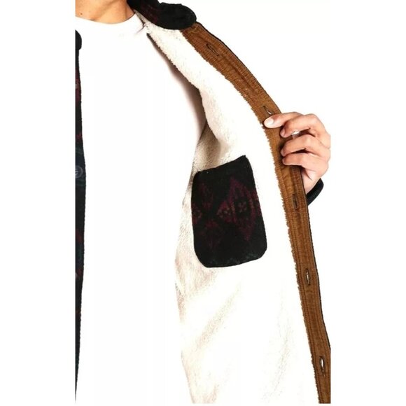 Jachs Mens Wool Sherpa Lined Flannel Shirt Jacket Long Sleeve Size L Multi Aztec - Picture 4 of 16